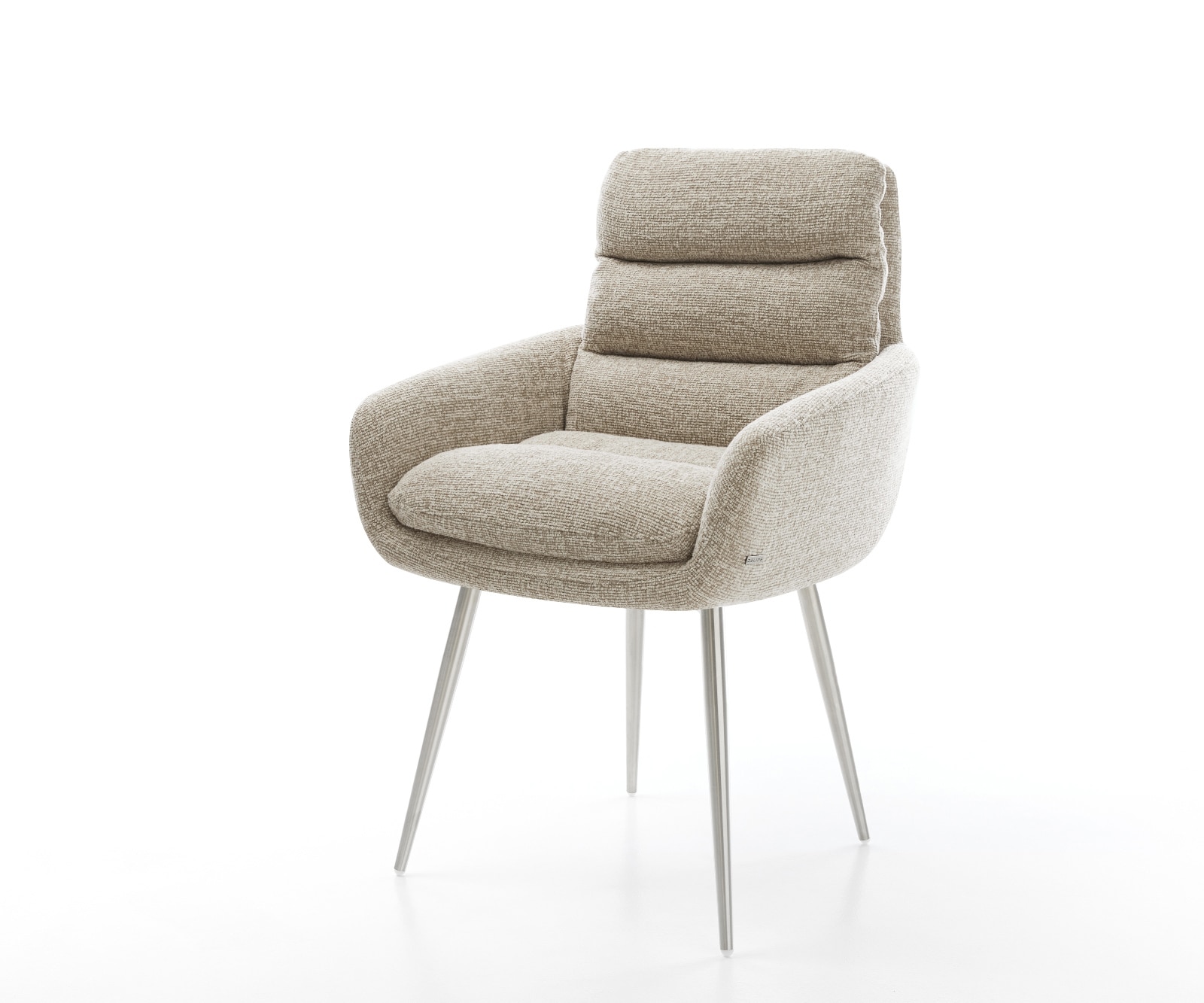 DELIFE Esszimmerstuhl Abelia-Flex mit Armlehnen Webstoff Soft Beige 4-Fuß konisch Edelstahl, Esszimmerstühle Image