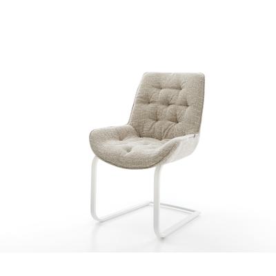 DELIFE Freischwinger Taimi-Flex Webstoff Soft Beige Freischwinger flach Weiß, Esszimmerstühle Image