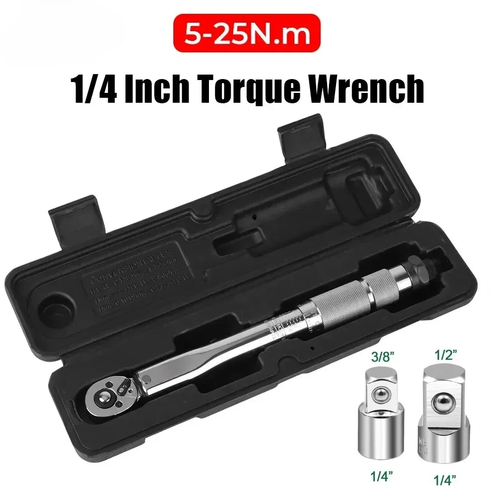 5-25 N.m Mikrometer Auto Motorrad Demontage Werkzeug Professionelle Einstellbare Drehmomentschlüssel 1/4'' Antriebsschlüssel Hand Werkzeug