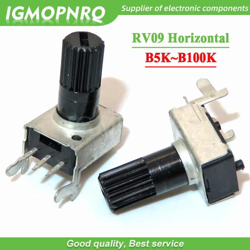 50PCS 0932 potentiometer einstellbaren widerstand Horizontale 5K 10K 50K 100K 3PIN Lange griff 12,5 MM RV09 typ B103 B104 B502 Image