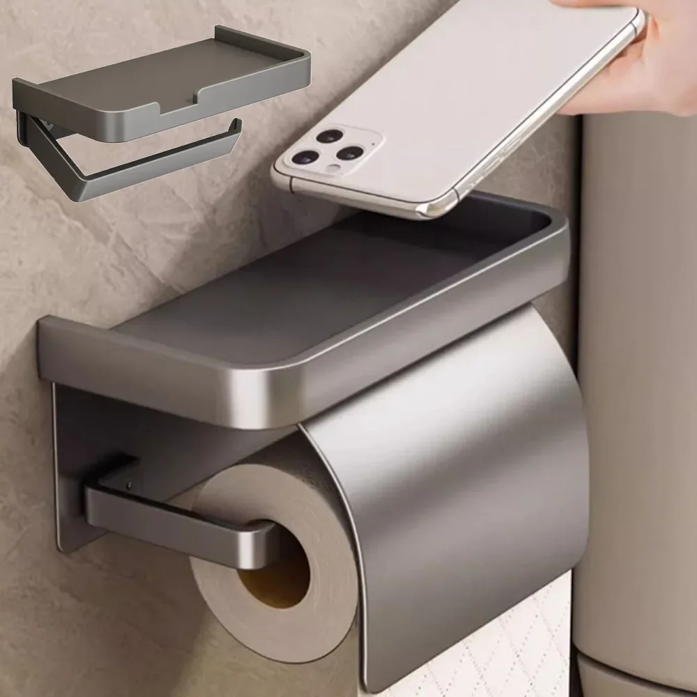 Avec étagère adhésive salle de bain support de papier toilette mural support de mouchoirs accessoires de quincaillerie de salle de bain
