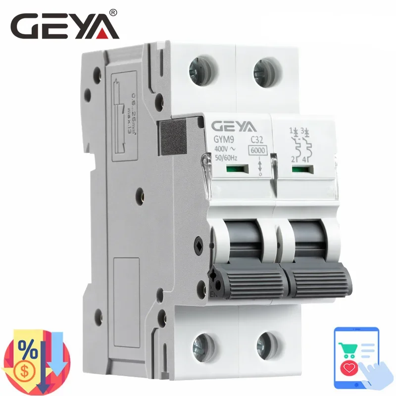 GEYA GYM9 2P 6KA Schaltleistung MCB DIN-Schiene Mini-Leistungsschalter 6A-63A AC-Typ Direkt ab Werk Hersteller Image