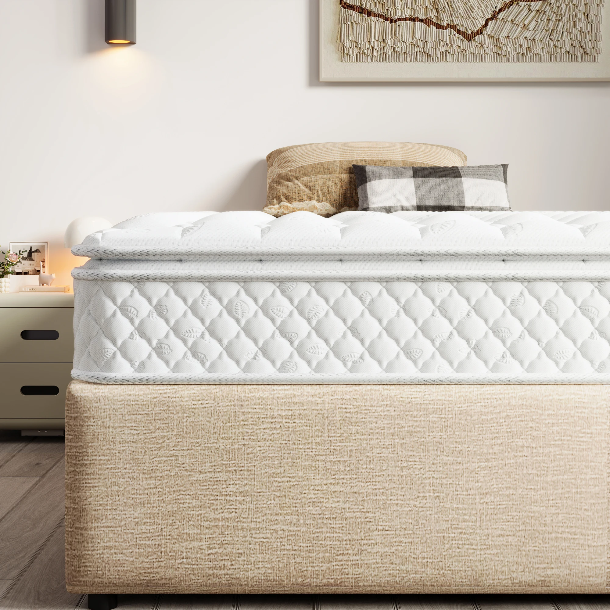 KOMHTOM Federkernmatratze, 7 Zonen Kaltschaum Taschenfederkern, versteppter Mikrofaserbezug-Topping, Härtegrad H3, 25cm Höhe Image