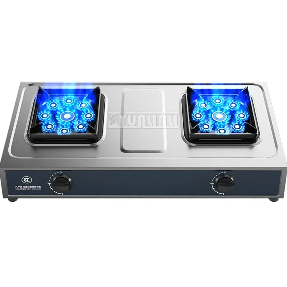 Desktop Edelstahl Doppel ofen Haushalts bank Top starkes Feuer verflüssigter Erdgas ofen Image