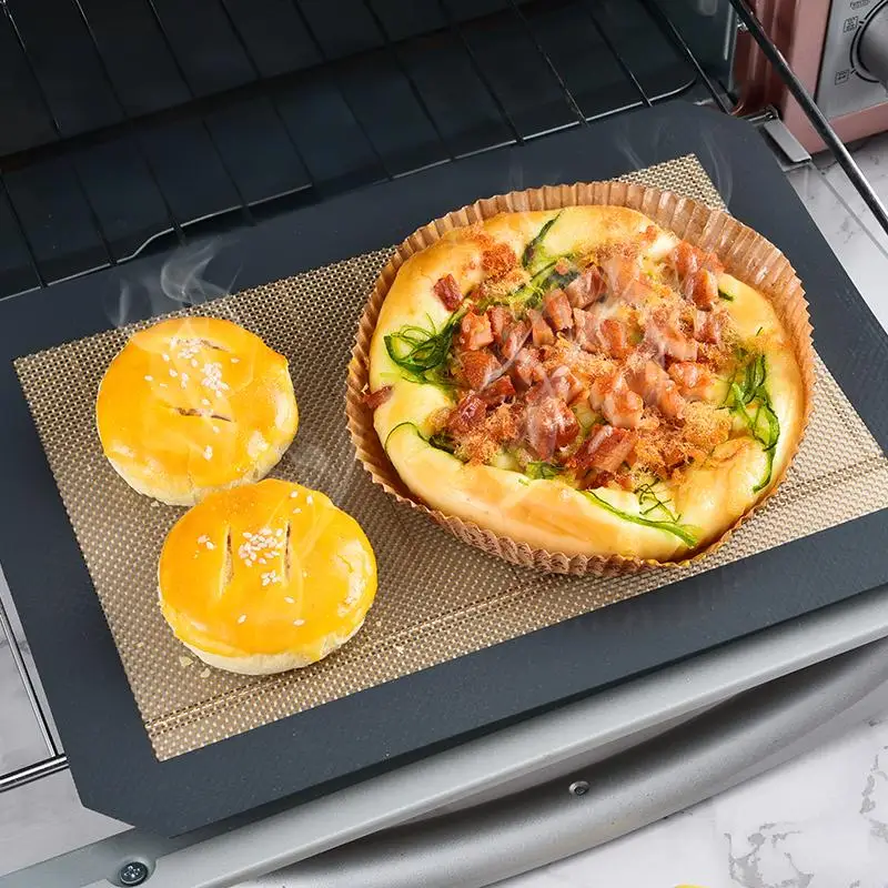 1 Stück antihaftbeschichtete Silikon-Fiberglas-Backmatte, wiederverwendbare Ofenunterlage für Macarons, Kekse, Kuchen, Zucker, Kunst, hochtemperaturbeständig Image