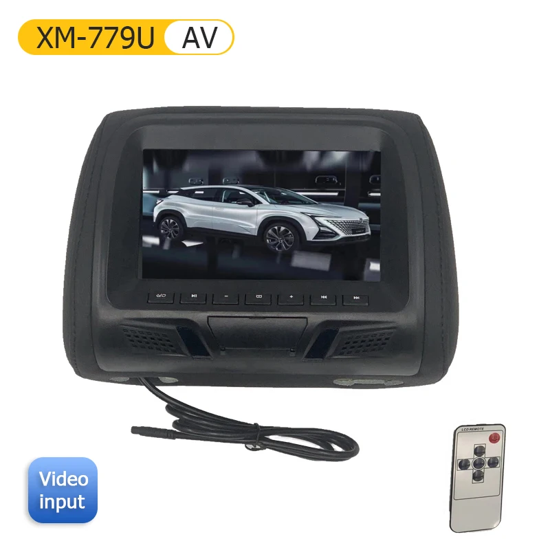 Universal Auto Kopfstütze Monitor 7 zoll LCD Bildschirm Hinten Sitz Kissen Für MP4 MP5 DVD Player Unterstützung AV/USB/SD/FM/Kopfhörer/Bluetooth