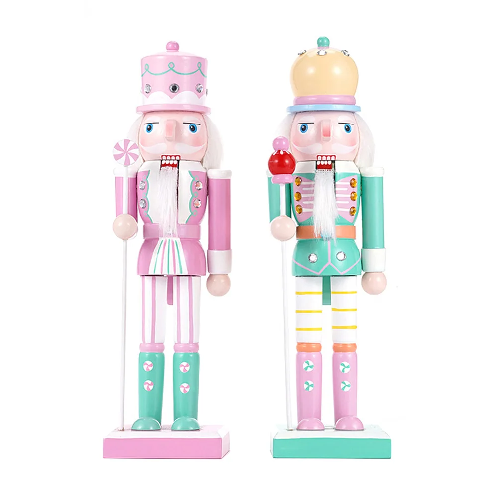2PCS Weihnachten Nussknacker 25cm Ornament Candy Serie Soldat Statuen Handwerk Spielzeug Home Office Dekoration Statuen Weihnachten Geschenk Image
