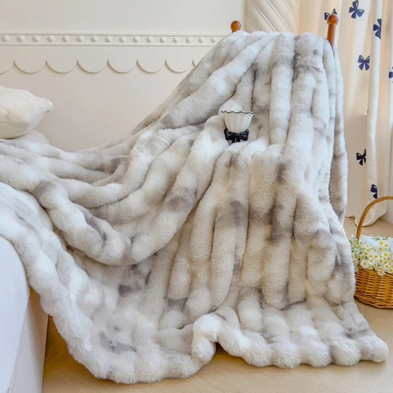 2025, neue leichte, luxuriöse, verdickte, bunte Blasenimitation, Fleece-freie Decke, bequeme, warme, antistatische Heimtextilien-Decke Image