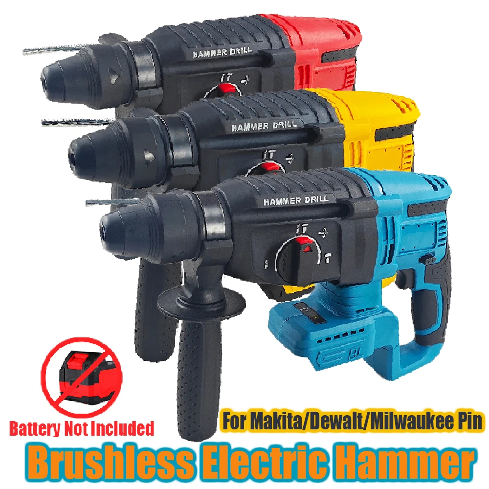 Bürstenloser elektrischer Bohrhammer für Dewalt 20 V Akku, multifunktionaler Bohrhammer, Elektrowerkzeuge für Makita/Milwaukee Image
