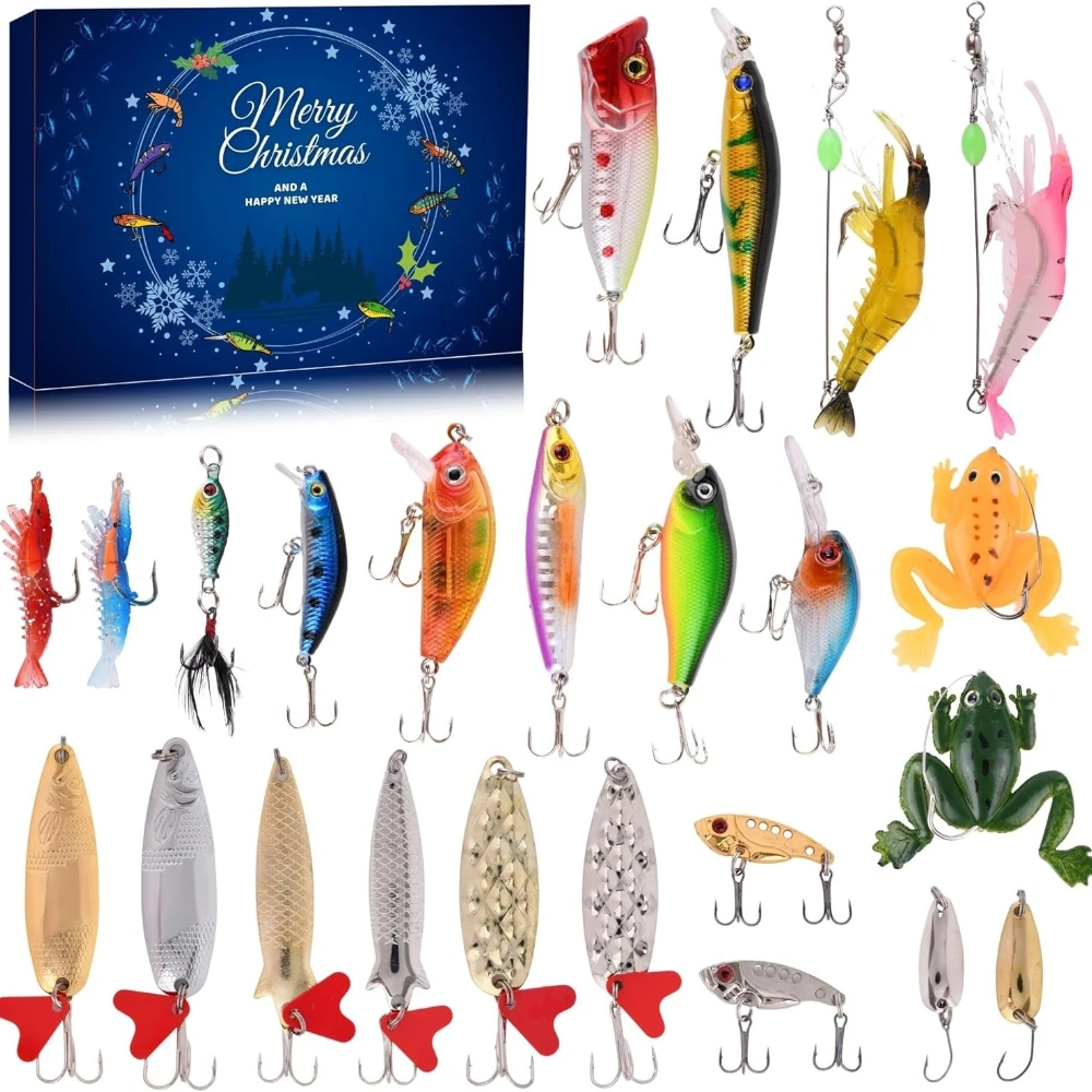 Angel-Adventskalender 2026 – 24-Tage-Angelköder-Set, für Männer, Jungen, Väter und Fischer – Süß- und Salzwasserfischen Image