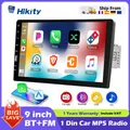 Hikity 1 Din Android Auto Lettore multimediale per auto Touch screen da 9 pollici con ricevitore radio FM USB Bluetooth Supporto telecamera per retrovisione