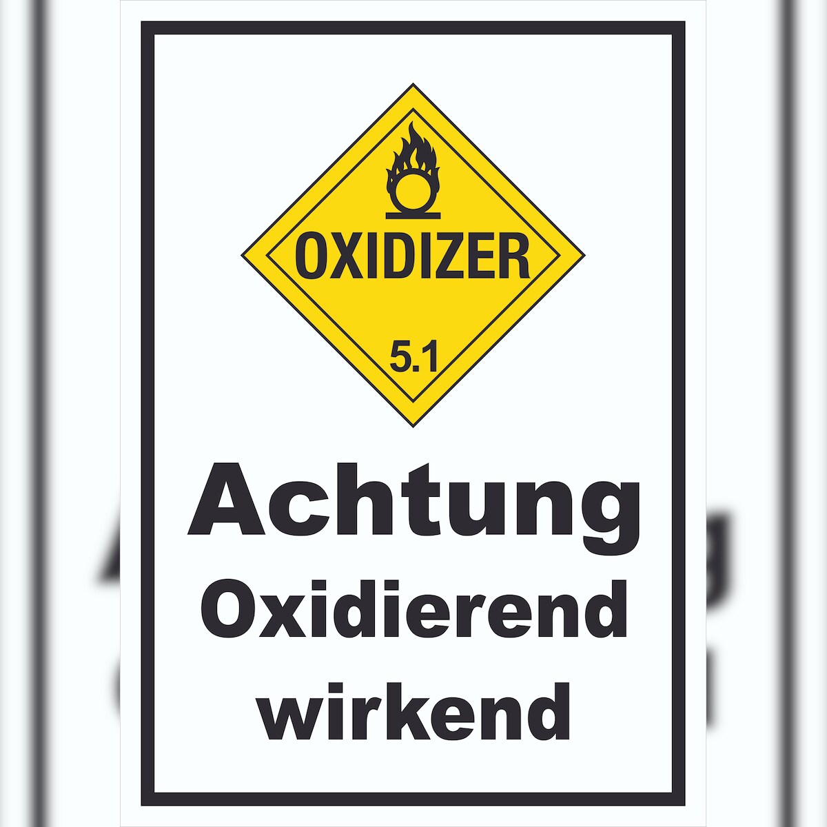 HB-Druck Schild Oxidierend wirkend Oxidizer entzündend hochkant A0 Rückseite selbstklebend Image