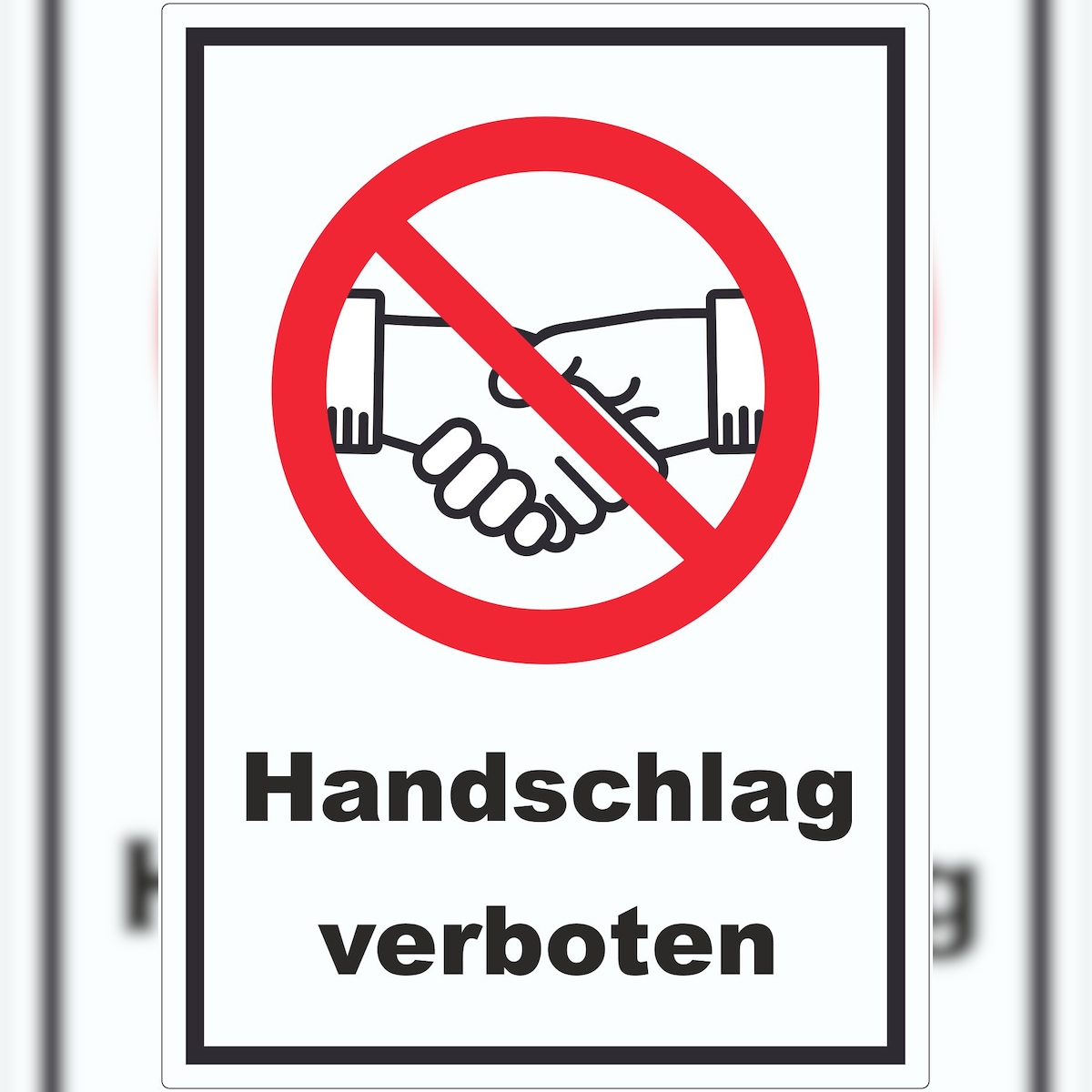 HB-Druck Handschlag verboten Aufkleber kein Händeschütteln Symbol und Text Aufkleber A7 (74x105mm) Image