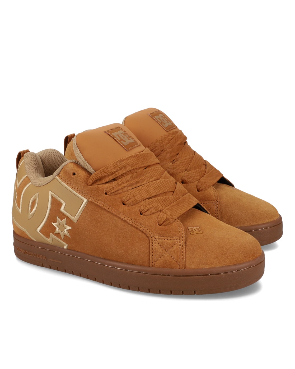 Sneaker DC SHOES "Court Graffik", Gr. 12(46), braun (braun, gum), 57.05% Leder, 28.2% Synthetikmaterial, 13.87% Polyester, 0.88% Textil, Schuhe