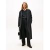 Wollmantel TOMMY HILFIGER "DF WOOL REG BELTED MIDI COAT", Damen, Gr. 36, grau (dunkelgrau heather), Web, Obermaterial: 60% Wolle, 40% Polyester, meliert, casual, wadenlang, V-Ausschnitt, Langarm, Mäntel, mit Wolle
