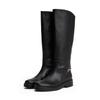 Stiefel TOMMY HILFIGER "TH HORSEBIT RIDING LONG BOOT", Damen, Gr. 41, Normalschaft, schwarz, Leder, unifarben, modisch, Schuhe, Blockabsatz, Langschaftstiefel, goldfarbene Zierkette an der Ferse