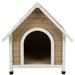 Natura Tan Cottage Nantucket Dog House, 41.75" L X 35.5" W X 37.5" H, Medium, Tan / White