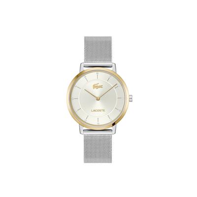 Quarzuhr LACOSTE "CROCORIGIN", silberfarben, weiß, Armbanduhren, Damen, Armbanduhr, Damenuhr, Edelstahlarmband, analog, Glassteine Image