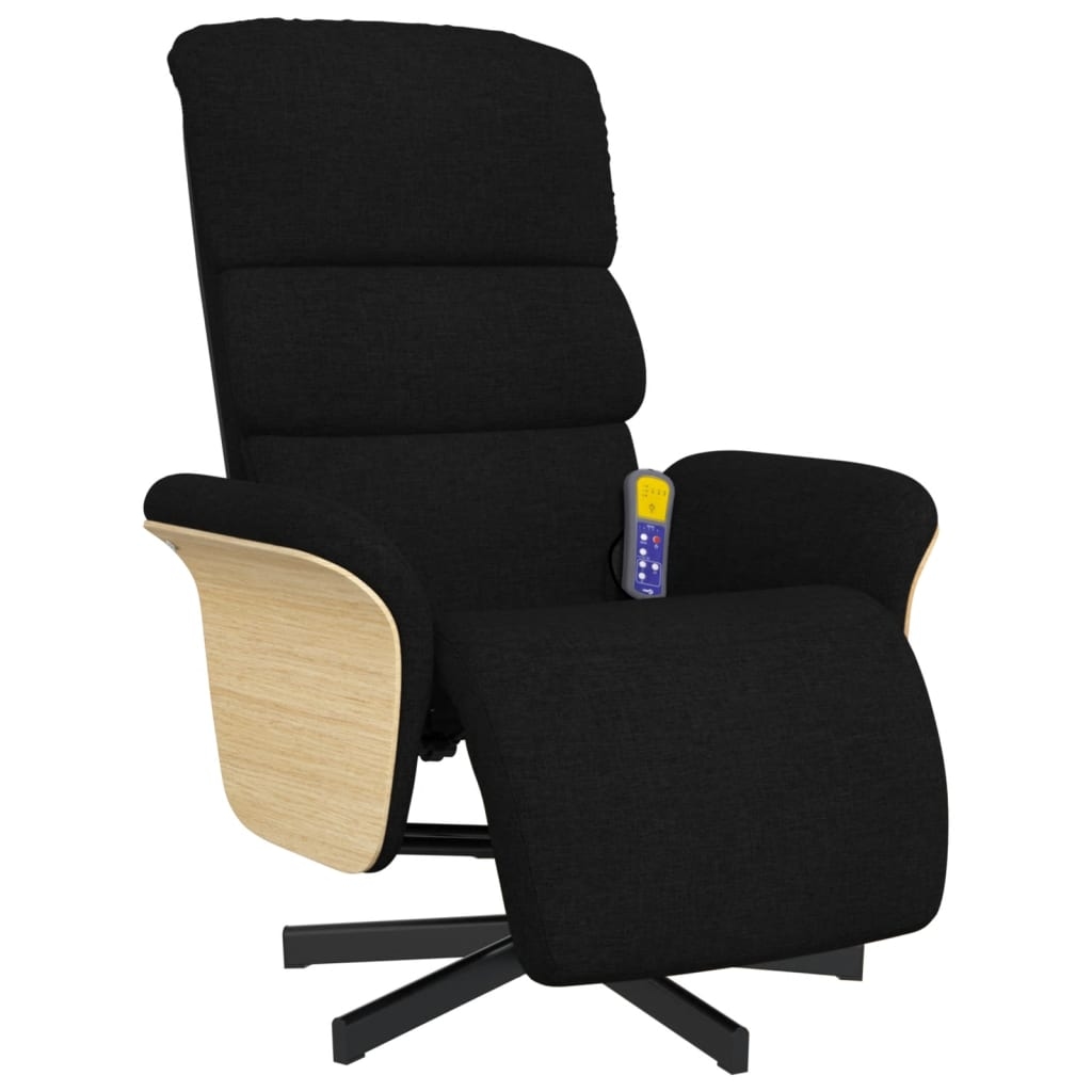 vidaXL Massagesessel mit Fußteil Schwarz Stoff Image
