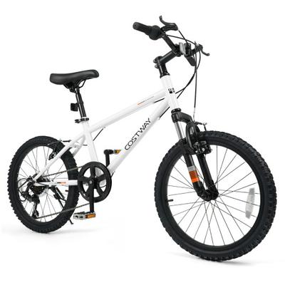 Costway Kids Mountain Bike 20 24 Inch Child Bicycle for Boys Girls Aged 8+ Years Old White-20 Inch