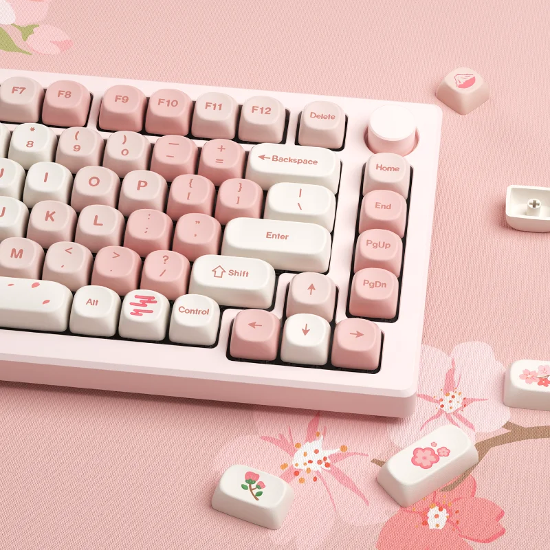 XVX Sakura 143-Tasten MOA Profile Dye-Sub PBT Tastenkappen-Set Pink Girl Tastenkappen Geschenk für Gaming mechanische Tastatur Image