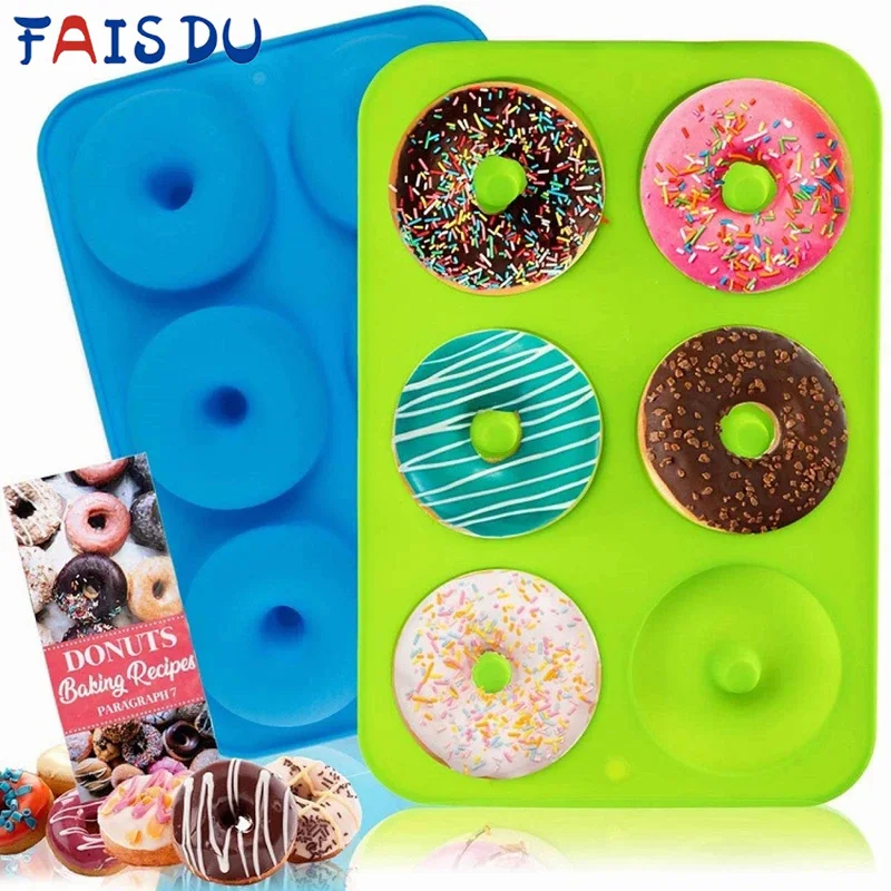 FAIS DU 6-Loch-Silikon-Donutform, Backform, antihaftbeschichtet, zum Backen, Gebäck, Schokolade, Kuchen, Dessert, DIY, Weihnachtsdekoration, Werkzeuge Image