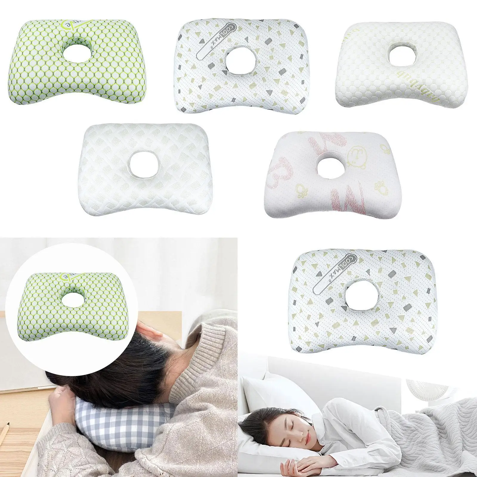 Weiches Ohrpiercing-Kissen aus Baumwolle, atmungsaktiv, mit abnehmbarem Kissenbezug, ergonomisches Kissen, tragbares, bequemes Ohrkissen Image