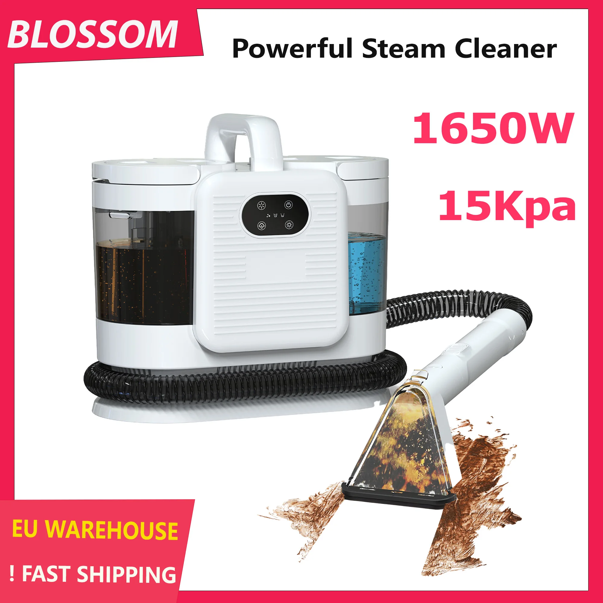 Blossom Teppichreiniger Dampfreiniger 1650 W 15000 Pa 3-in-1 Dampfstaubsauger Handheld Smart Appliance Clean Machine für Teppich Sofa Image