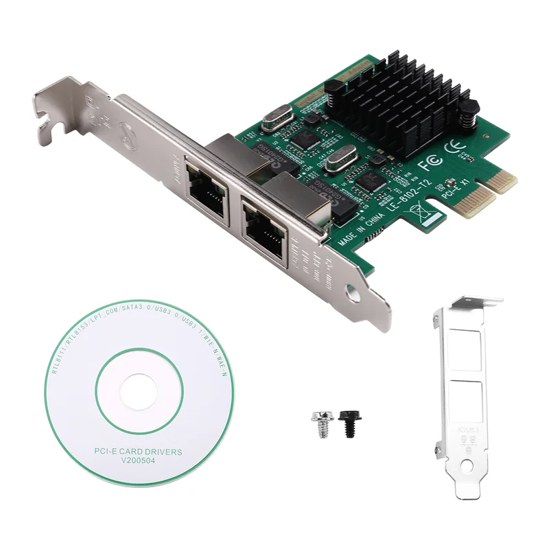 Pcie 10/100/1000Mbps Lan PCI-E X1 Netzwerkkarte 2X RJ45 Port 1G NIC PCI-E Gigabit Ethernet Server Adapter RTL8111G Server Image