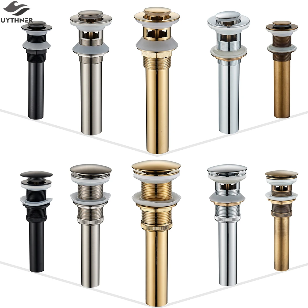 Push Down Pop Up Abfluss Waschbecken Stecker Abtropffläche Siphon Abfall Stopper Waschbecken Wasserhahn Zubehör Waschbecken Rohr Abfall Abfluss Image