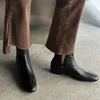 2025, Herbst/Winter Frauen Stiefel Aus Echtem Leder Frauen Schuhe Runde Kappe Blockabsatz Schuhe Stiefeletten Moderne Chelsea Stiefel