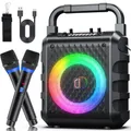 Altoparlante esterno wireless FanFun, altoparlante portatile con microfono, luce DJ colorata, jack per doppio microfono, compatibile con scheda TF