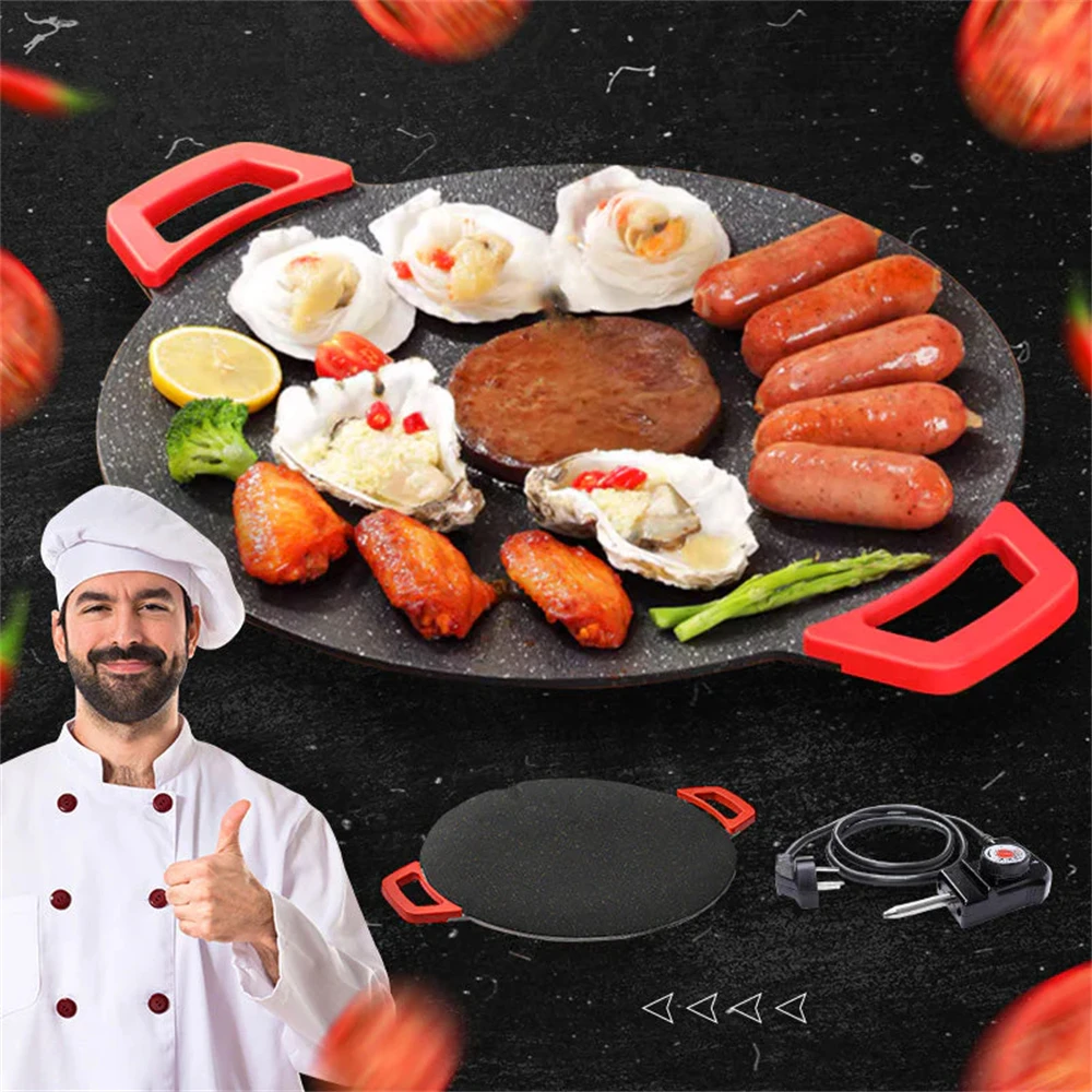 30CM Antihaft Elektrische Indoor Grill Pfanne Haushalt Runde BBQ Bratpfanne Platte Koreanische Grill Pfanne Rauchfreien Antihaft grill 700W