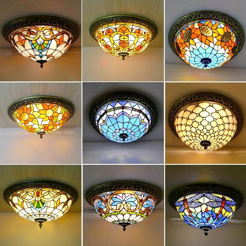 Türkische Retro Deckenleuchten Tiffany Lampen Vintage kreisförmige farbige Glas Deckenhängelampe Wohnzimmer Schlafzimmer Art Deco Lampe