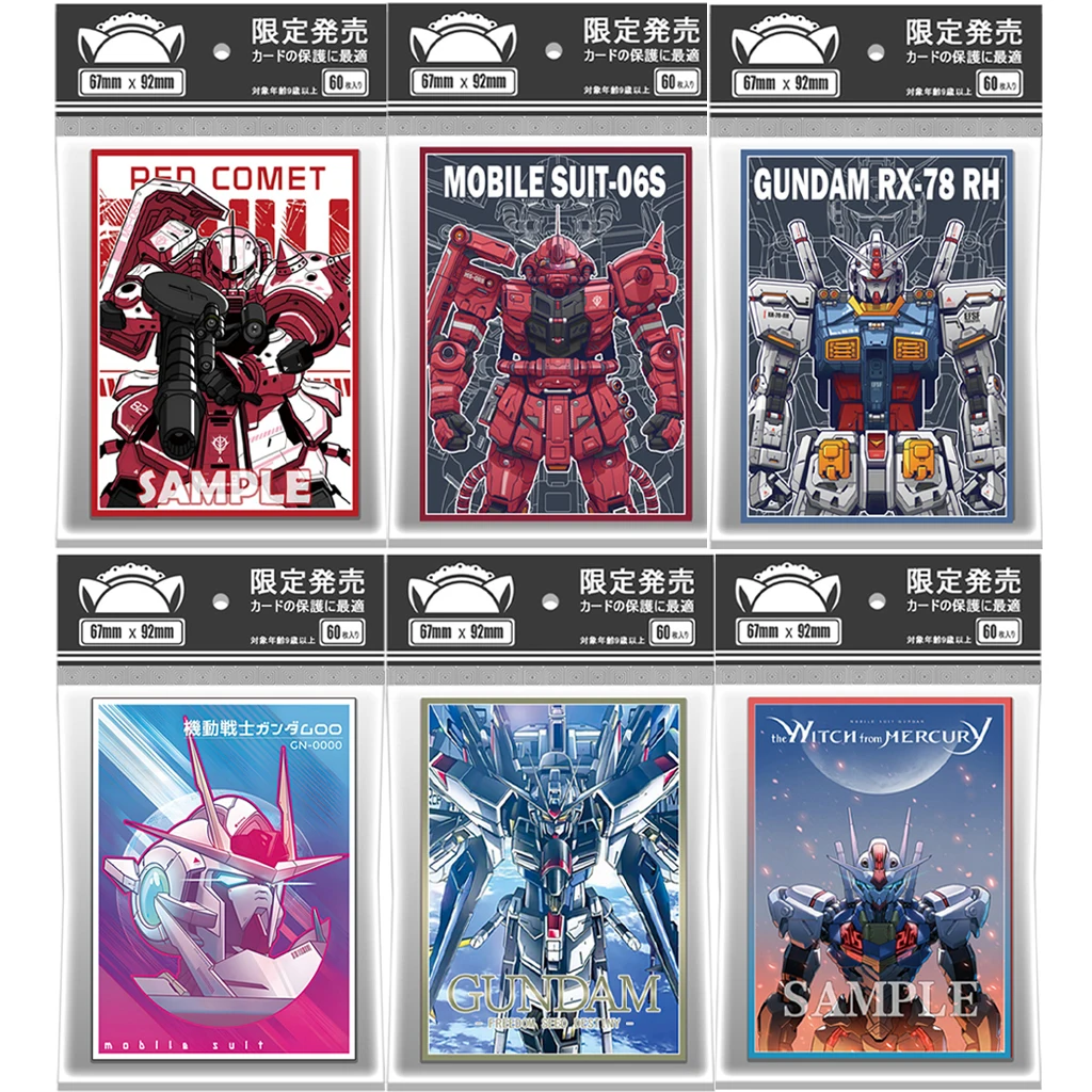 6 Modelle 60 Teile/satz DIY GUNDAM Karte Hülse RX-78 MS-06S SEED Karte Fall Laser Flash Karte Fall 67*92mm Image