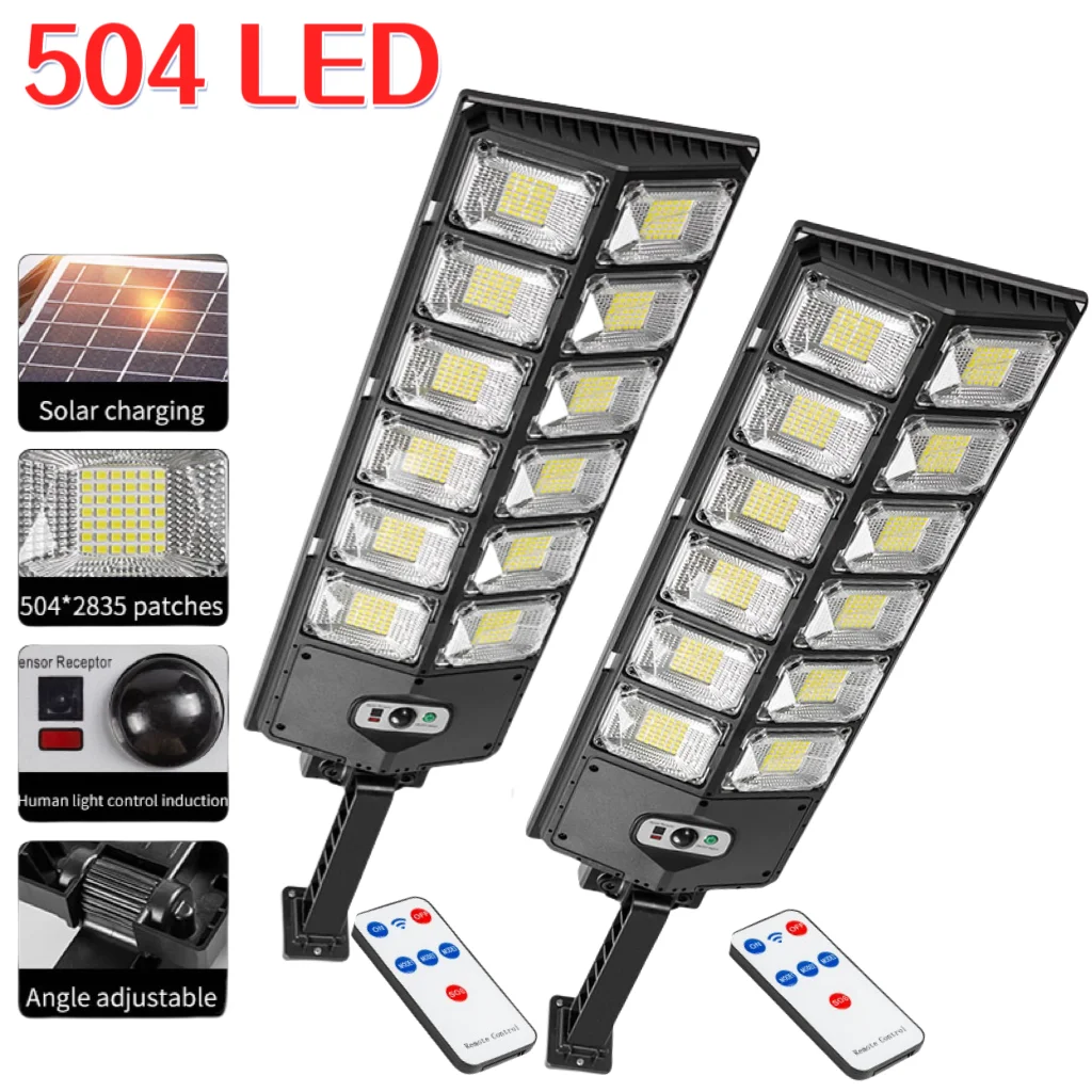 1/2 Stück 504 LED-Solarleuchten für den Außenbereich mit Bewegungsmelder, 3 Modi, wasserdicht, menschliche Induktion, superhelle Wandleuchte für Hof, Garten