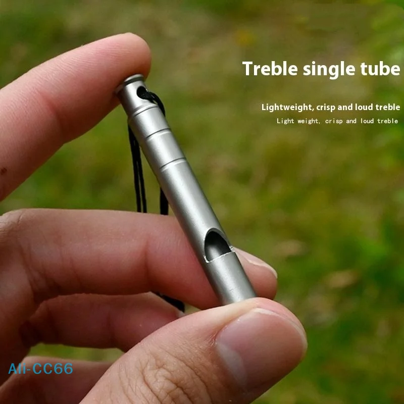 【C】Notfallpfeife aus Titanlegierung mit Kordel, Outdoor-Survival-Sicherheitspfeife, Camping, Wandern, Ausflug, Erkundung von Pfeifen Image