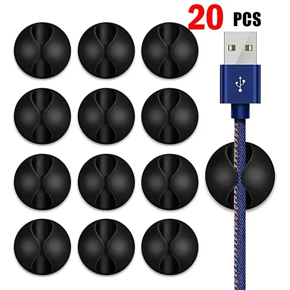 Silikon Fixer Draht Draht Wickler Maus Kabel Desktop Ordentlich Management 20PCS USB Kabel Organizer Clip Büro Desktop Telefon Kabel Image