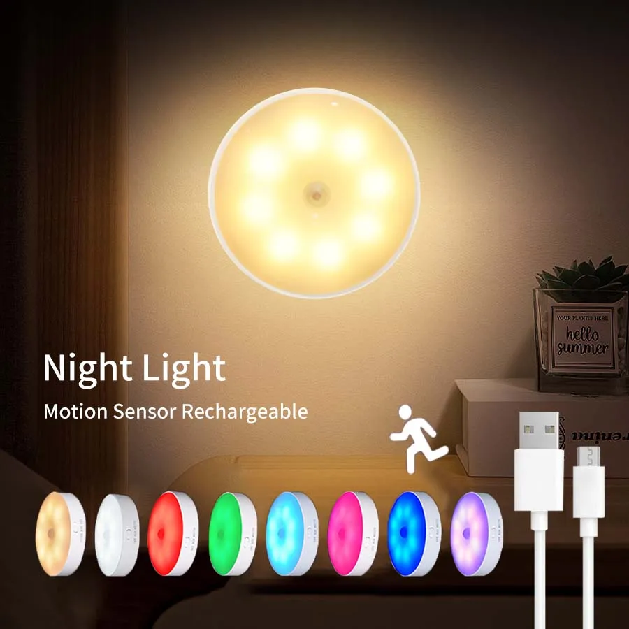 Wiederaufladbare LED-Unterschrankleuchte mit Bewegungsmelder, Nachtlicht für Küche, Kleiderschrank, Flur, Treppe, kabelloses Nachtlicht