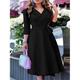Per donna Abito Midi Abito a trapezio Casual Quotidiano Ferie Vestibilità regolare Semplice Manica 3/4 Scollo a V Nero Vino Viola Estate Primavera Autunno
