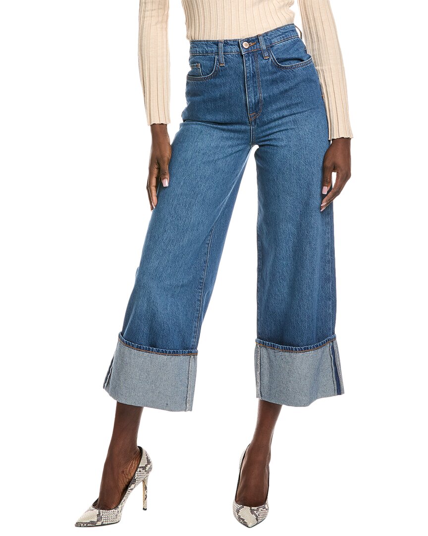 Triarchy Rose True Medium Indigo High-Rise Cropped Wide Leg Jean