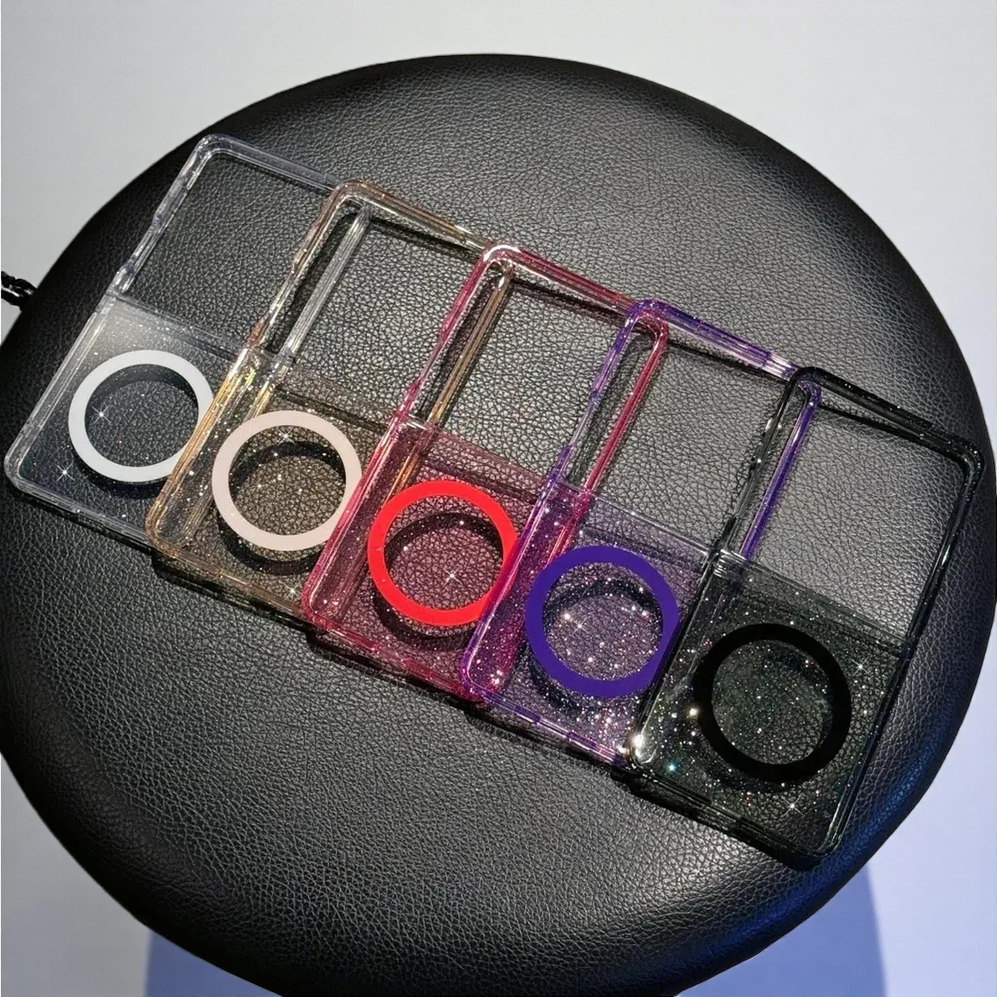 Custodia per telefono in TPU magnetico trasparente con glitter per Samsung Galaxy Z Flip 7 6 5 4 3 - Custodia morbida antiurto