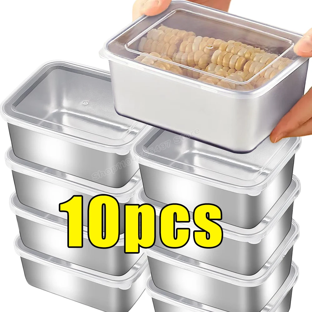 Récipient de conservation des aliments en acier inoxydable avec couvercle – Boîte hermétique de conservation des aliments frais pour réfrigérateur | Petit organisateur de cuisine épais