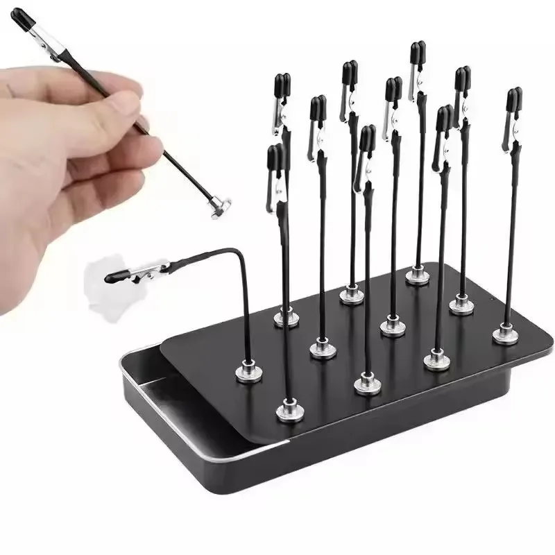 Model Painting Stand Base Holder 10Pcs Black Alligator Clip Sticks Magnetic Bendable for Airbrush Spray Hobby DIY Model Crafting