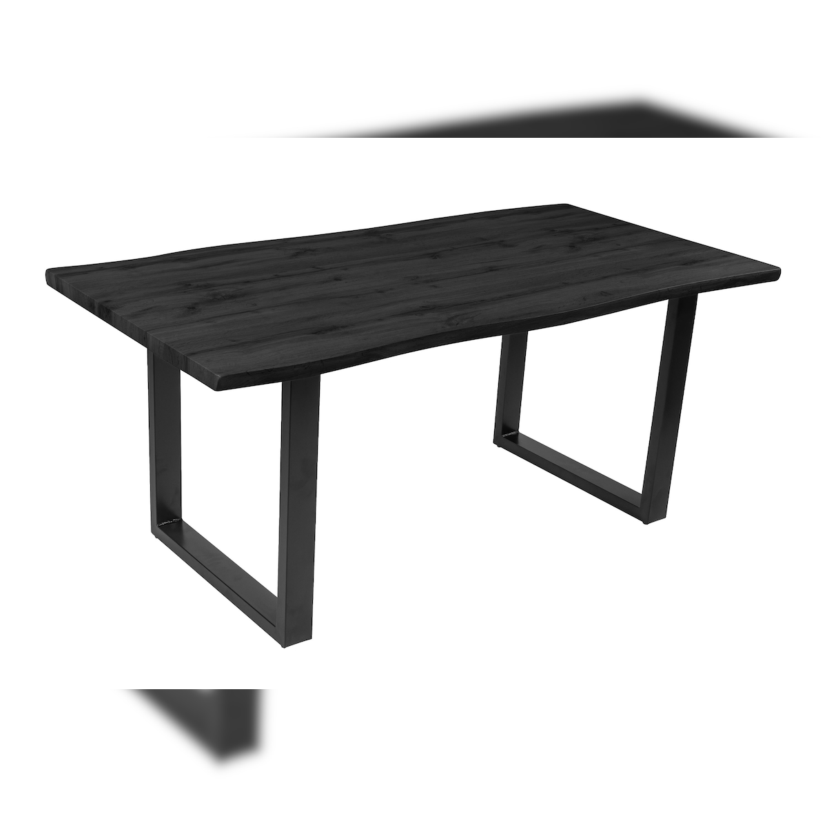 Möbelliebling Esstisch Baumkante Holz-Optik Grau 160 x 85 U-Gestell schwarz JOSY Image