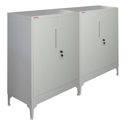 PROREGAL Mega Deal 2x Aktenschrank ELEPHANT abschließbar aus Metall mit Beinen & 80 cm breit 2 Ebenen Lichtgrau Mehrzweckschrank 90x80x40cm Image