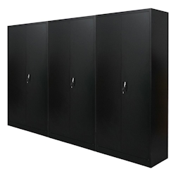 PROREGAL Mega Deal 3x Flügeltürenschrank ELEPHANT Metall Aktenschrank abschließbar 180x80x40cm Stahl 4 Ebenen Stahlschrank Schwarz Image