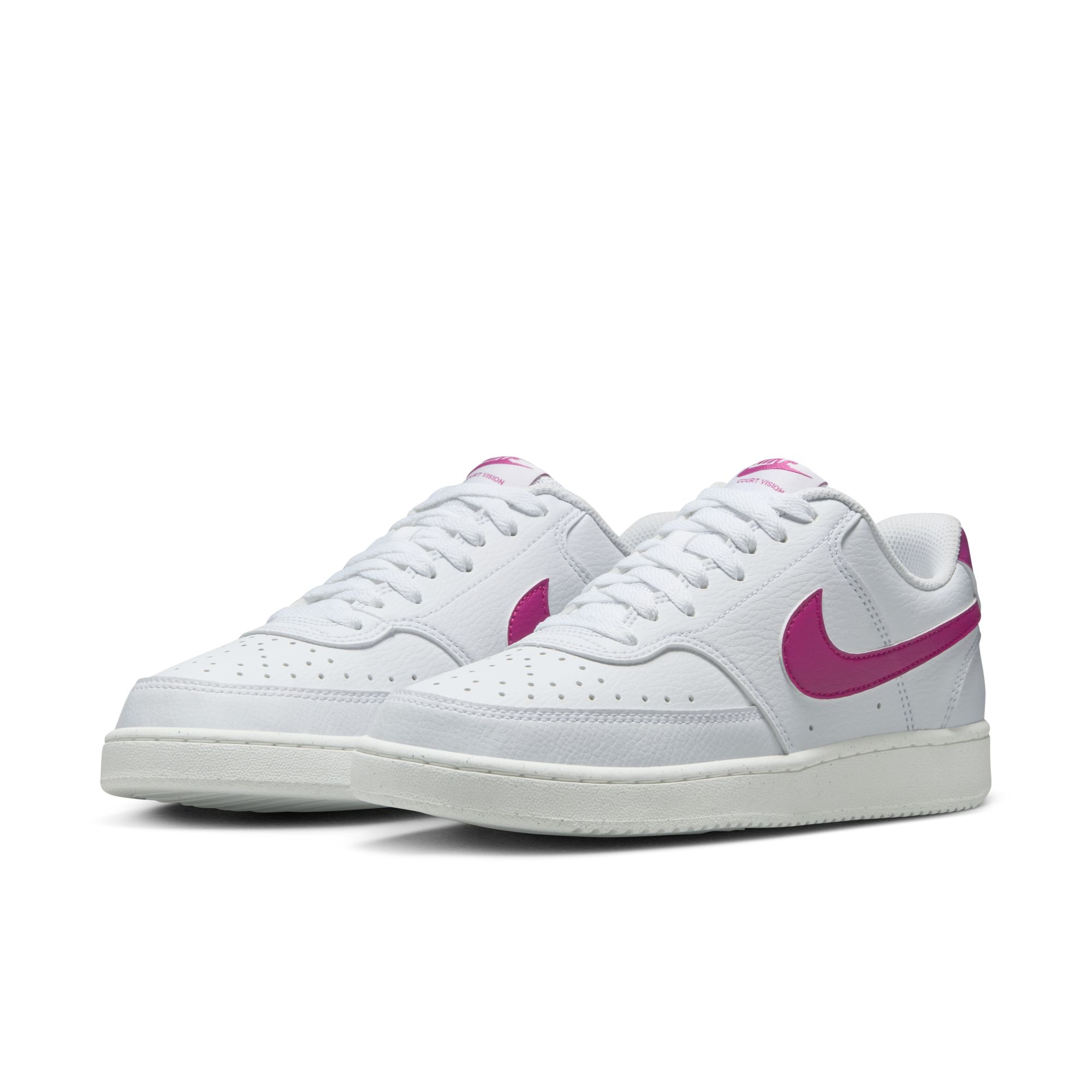 Sneaker NIKE SPORTSWEAR "Court Vision Low Next Nature", Gr. 36,5, cactus flower, cactus flower, weiß, sail, Synthetik, Schuhe Skaterschuh Sneaker low, Design auf den Spuren des Air Force 1