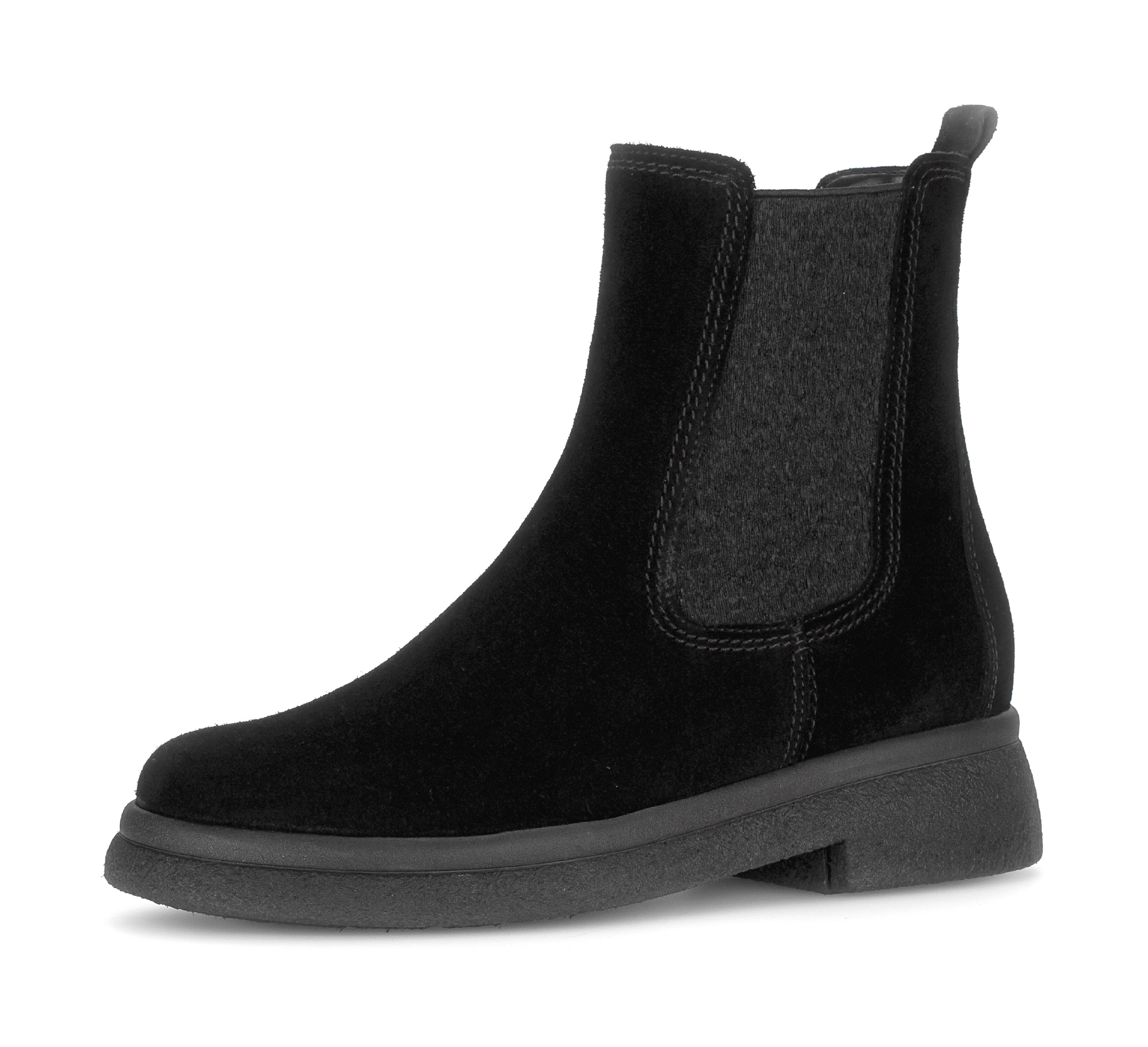 Chelseaboots GABOR, Damen, Gr. 39, schwarz, Veloursleder, unifarben, Schuhe, Blockabsatz, Businessschuh mit Best Fitting-Ausstattung, G-Weite