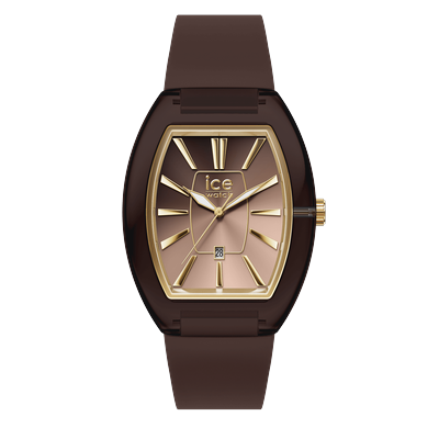 Quarzuhr ICE-WATCH "ICE boliday - Dome - Small - 3H + Date", dunkelbraun, Armbanduhren, Damen, Armbanduhr, Damenuhr, analog, Silikonarmband, Datum Image